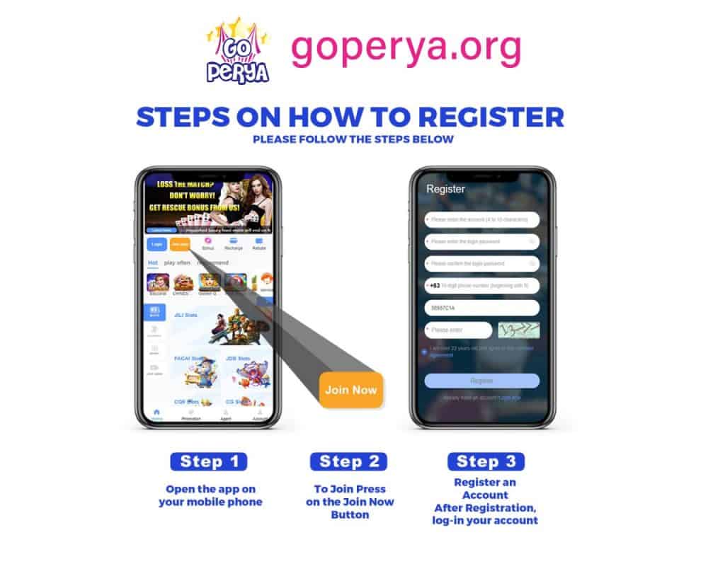 each step to register at goperya